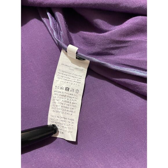 VTG button up shirt metallic purple festive holidays glam disco night out womenL - Picture 4 of 5